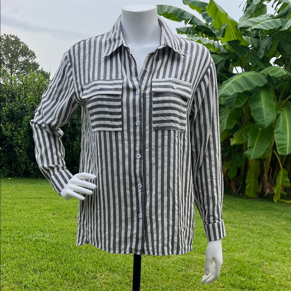 Classic Striped Button-Down Shirt for Women